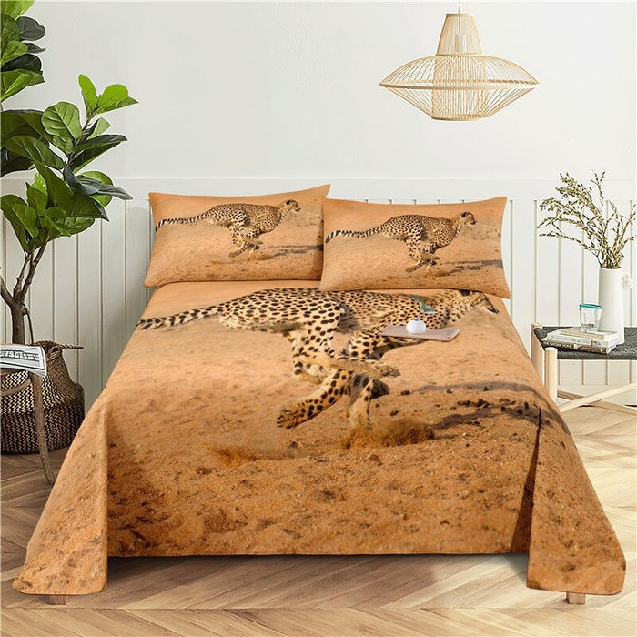 Leopard Print Polyester Bedding Set