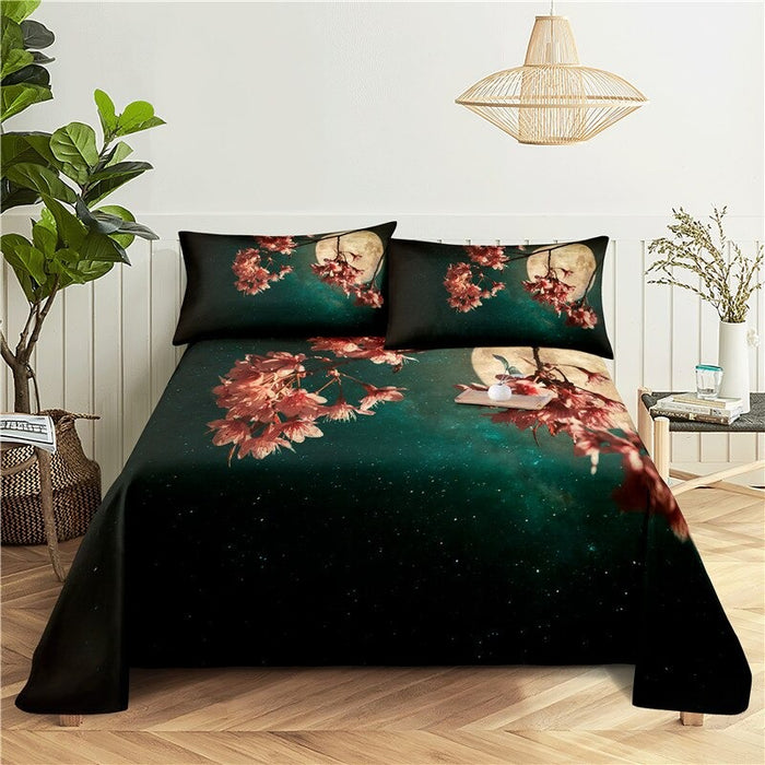 Abstract Flower Branches Print Bedding Set