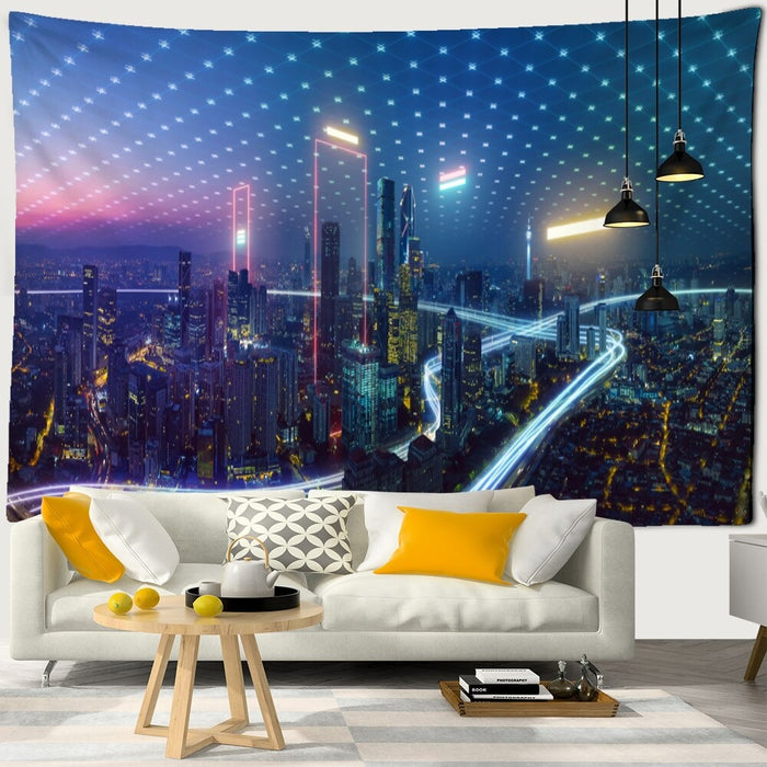 City Traffic Night View Tapestry Wall Hanging Tapis Cloth