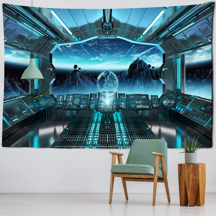 Universe Spacecraft UFO Tapestry Wall Hanging Tapis Cloth