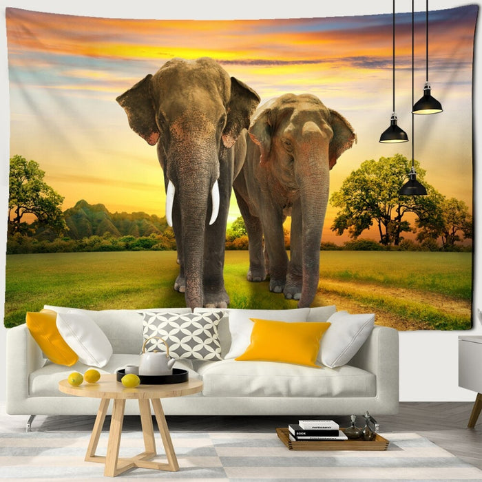 Realistic Elephant Tapestry Wall Hanging Tapis Cloth