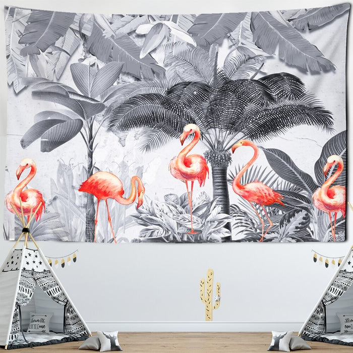 Palm Tree Landscape Flamingo Tapestry Wall Hanging Tapis Cloth