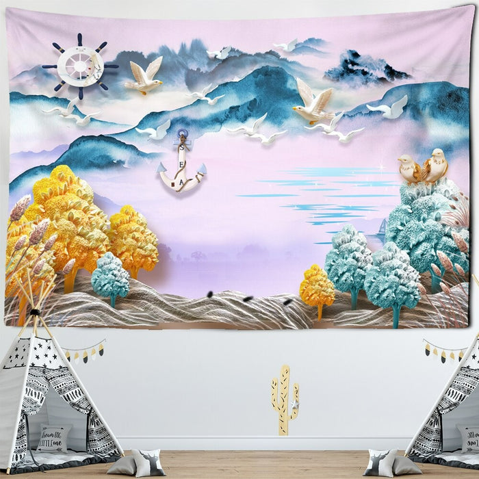 3D Goldfish Flowers Tapestry Wall Hanging Tapis Cloth