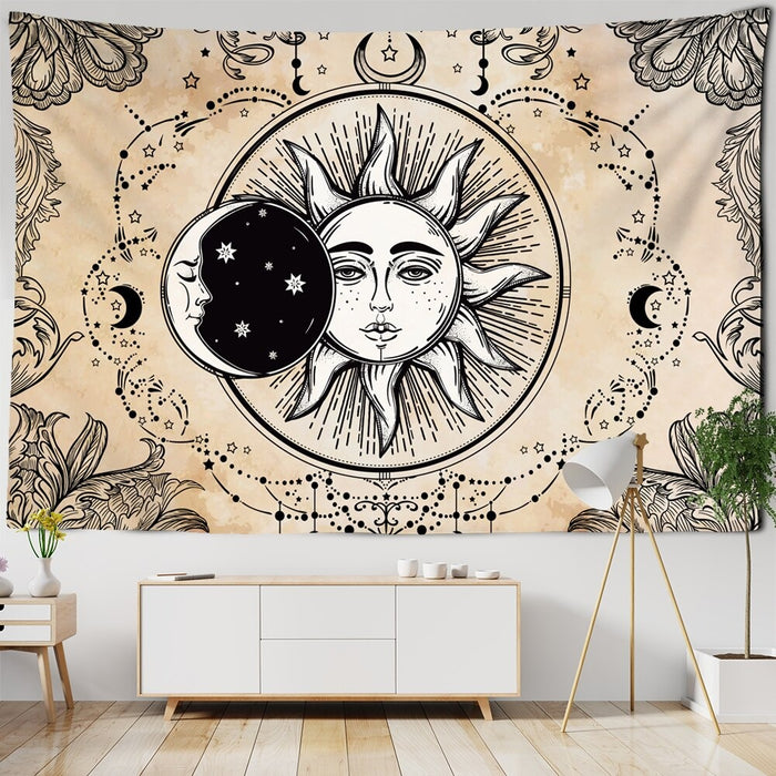 Sun Moon Witchcraft Tapestry Wall Hanging Tapis Cloth