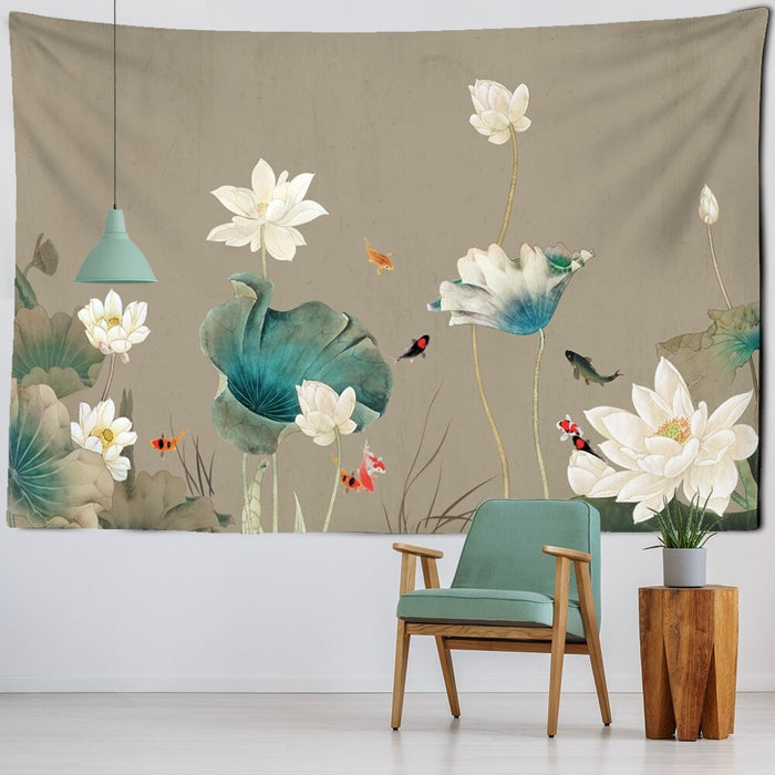 Creative Floral Printing Tapestry Wall Hanging Tapis Cloth