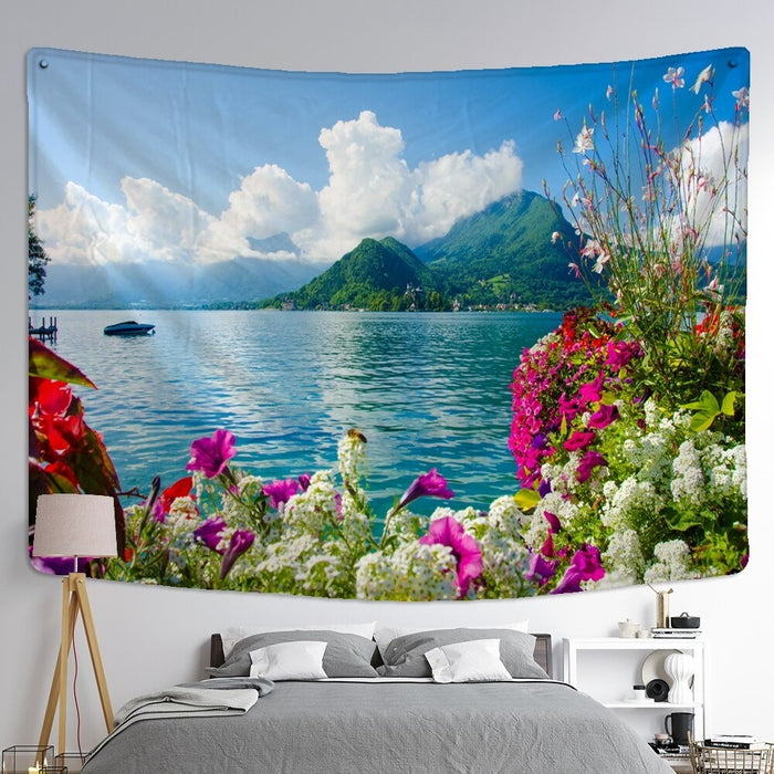 Colorful Nature Landscape Painting Tapestry Wall Hanging Tapis Cloth