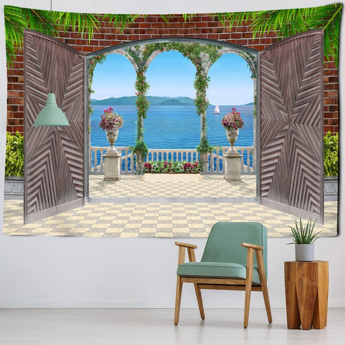 Seaside Ancient Architecture Tapestry Wall Hanging