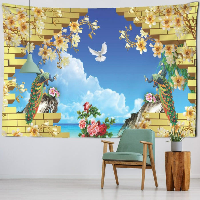 Floral Pattern Tapestry Wall Hanging Tapis Cloth