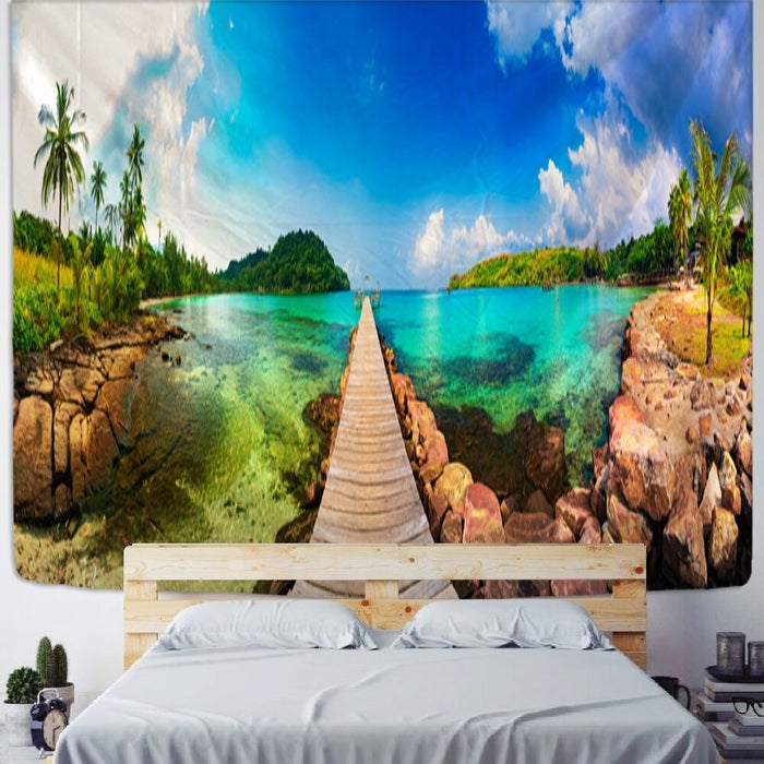 Colorful Nature Landscape Painting Tapestry Wall Hanging Tapis Cloth