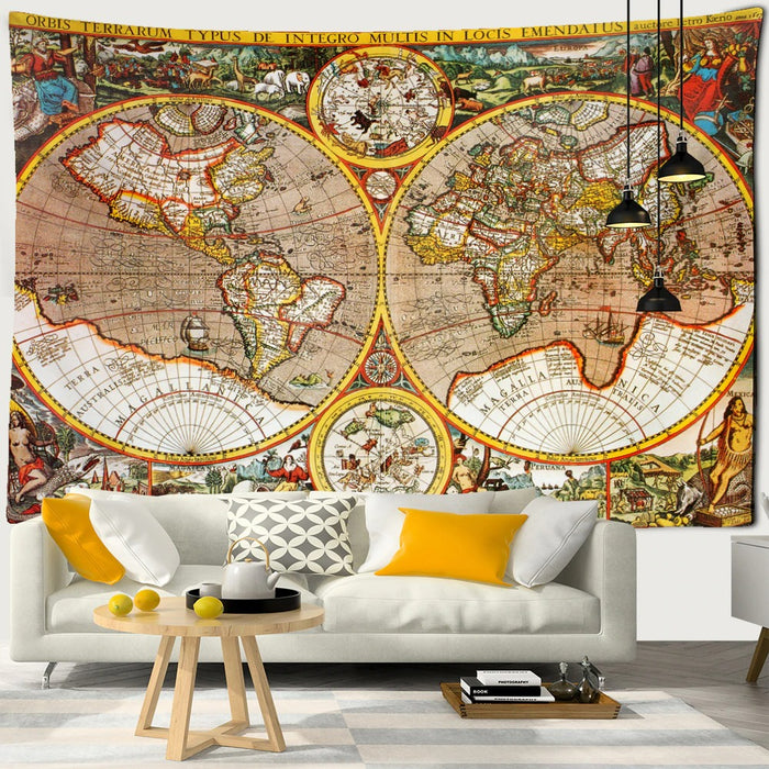 Character Map Tapestry Wall Hanging Tapis Cloth