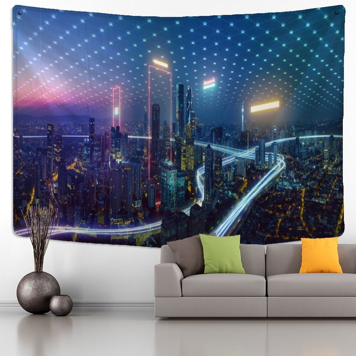 City Traffic Night View Tapestry Wall Hanging Tapis Cloth