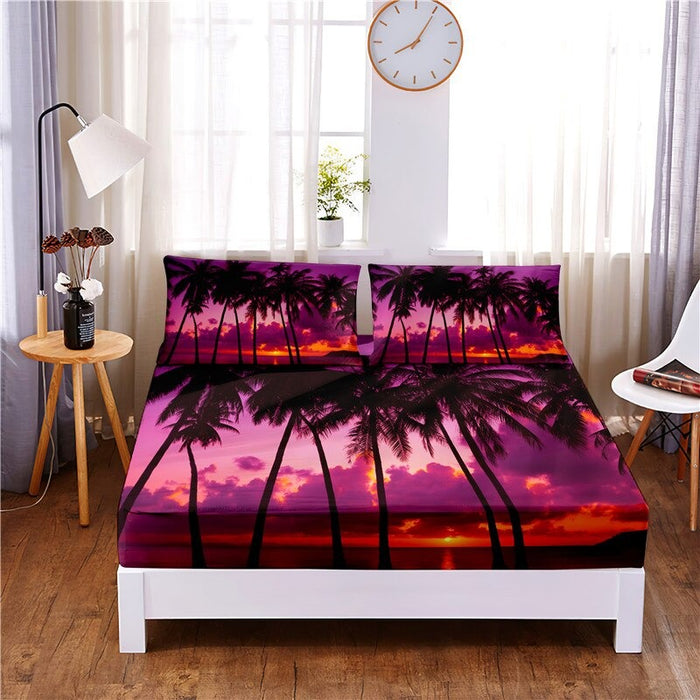 Coconut Tree Digital Printed Mattress Cover