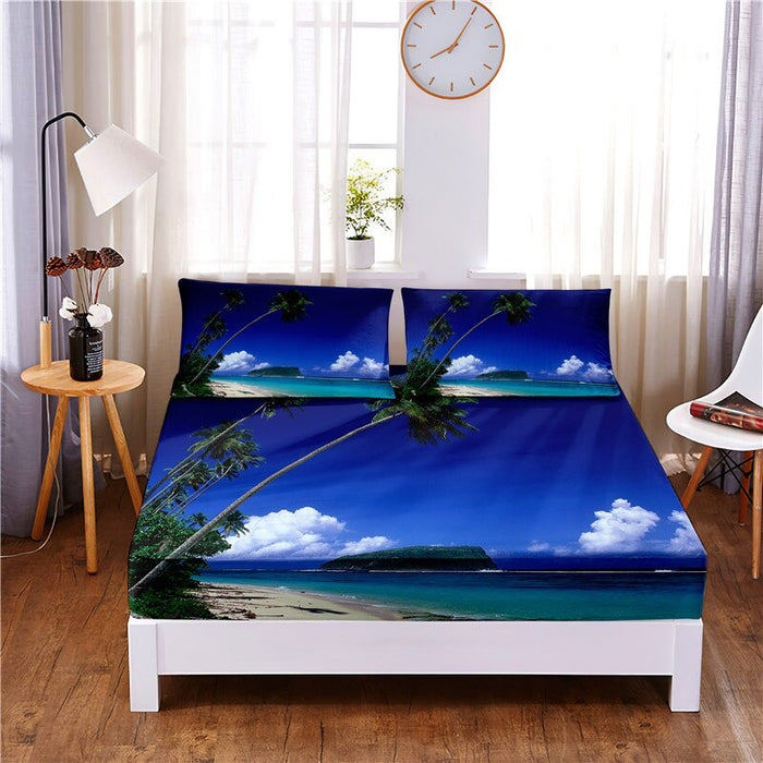 Coconut Tree Digital Printed Mattress Cover