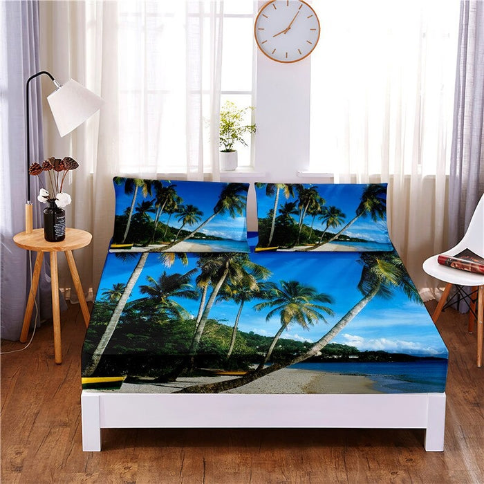 Coconut Tree Digital Printed Mattress Cover