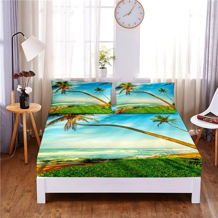 Coconut Tree Digital Printed Mattress Cover