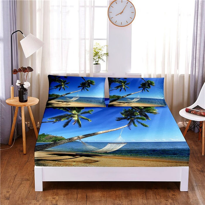 Coconut Tree Digital Printed Mattress Cover