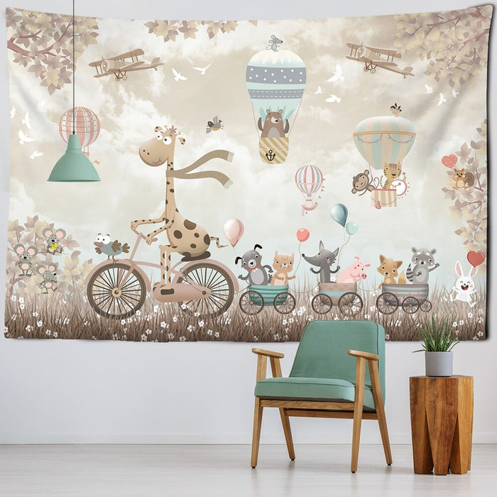 Cartoon Animals Tapestry Nordic Wall Hanging
