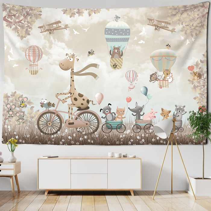 Cartoon Animals Tapestry Nordic Wall Hanging