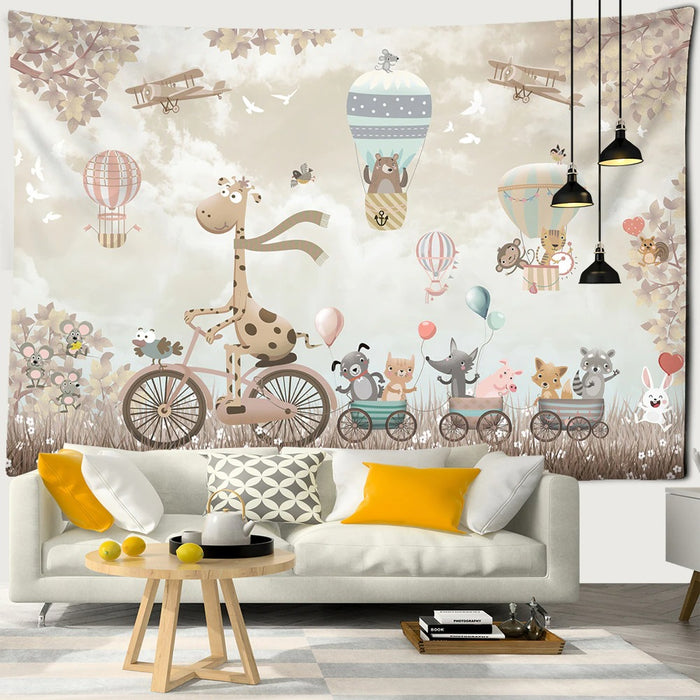 Cartoon Animals Tapestry Wall Hanging Tapis Cloth
