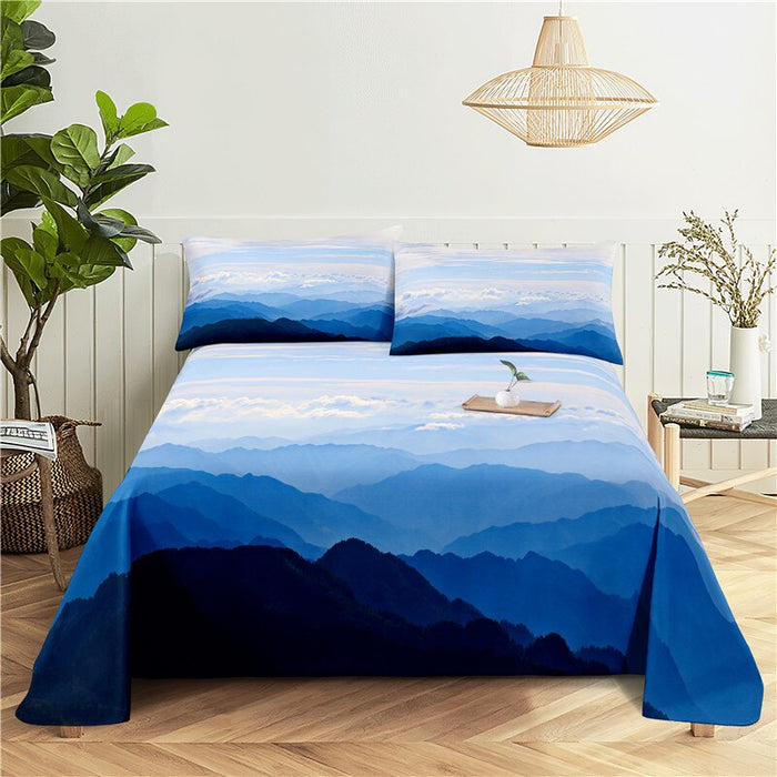 Scenery Print Flat Bedding Set