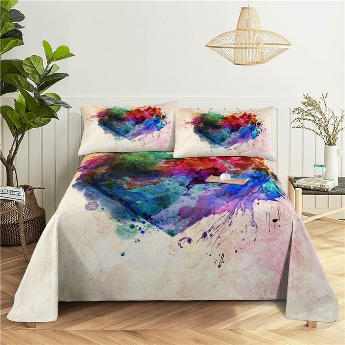 Color Painted Bed Flat Bedding Set