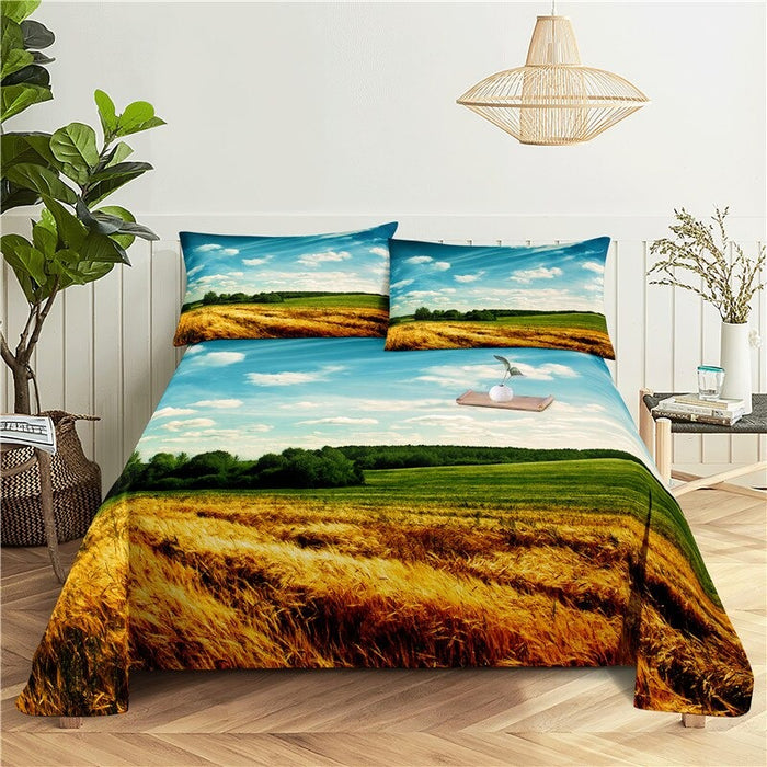 Open Farm Scenery Print Bedding Sheet Set