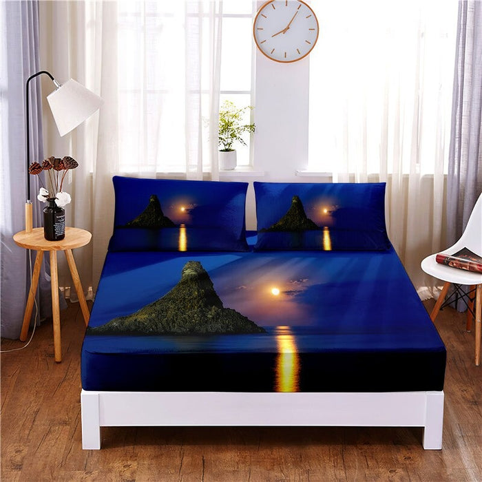 Sunset Digital Printed Fitted Sheet Bedding Set