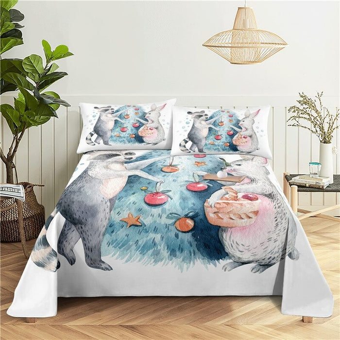 Printed Cartoon Animals Bedding Set