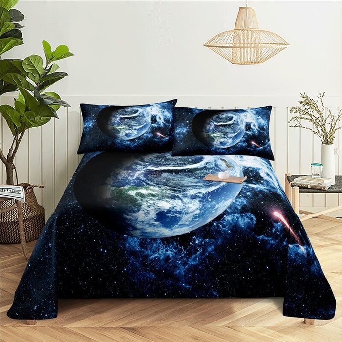 Printed Science Fiction Planet Bedding Set