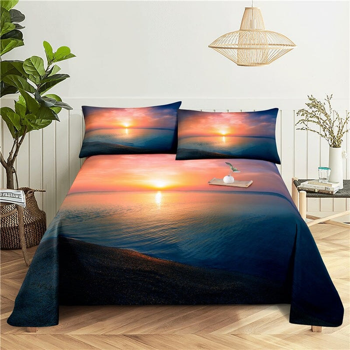 Printed Rosy Clouds Bedding Set