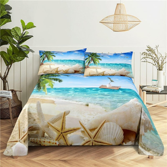 Beach Print Digital Bedding Set