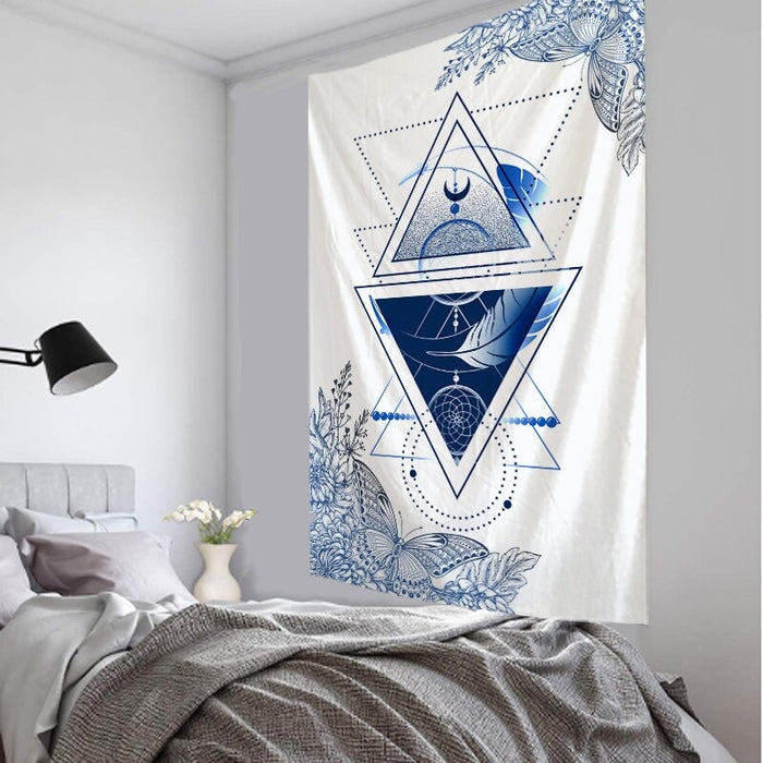 White-Blue Tarot Card Tapestry Wall Hanging Tapis Cloth