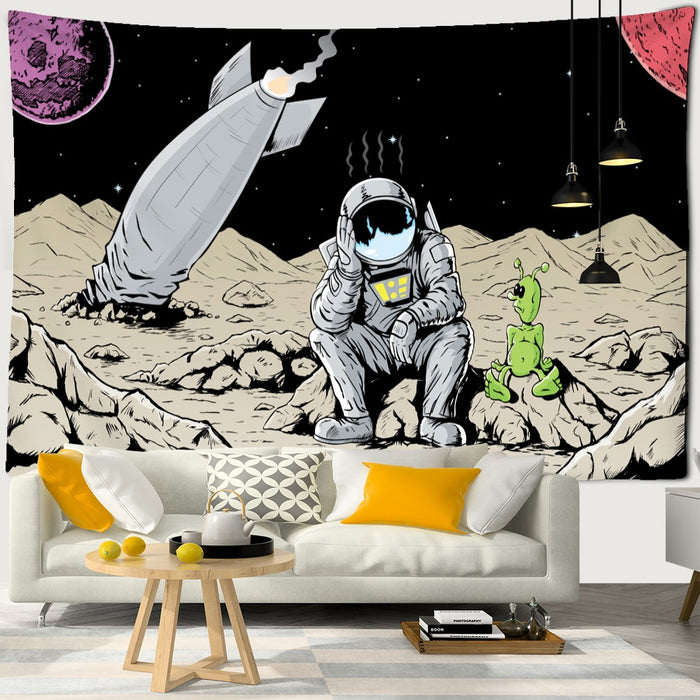 Astronaut And Alien Tapestry Wall Hanging Tapis Cloth