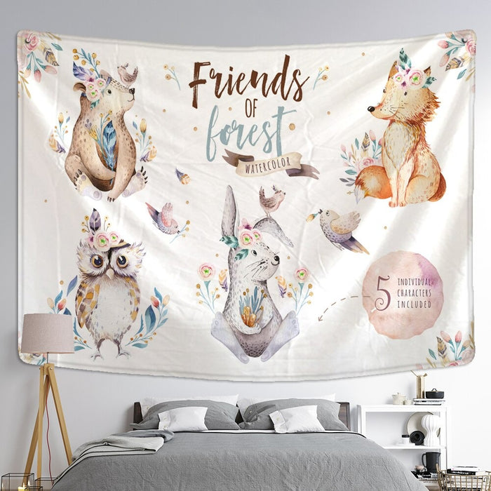 Cartoon Simple Animal Tapestry Wall Hanging Tapis Cloth