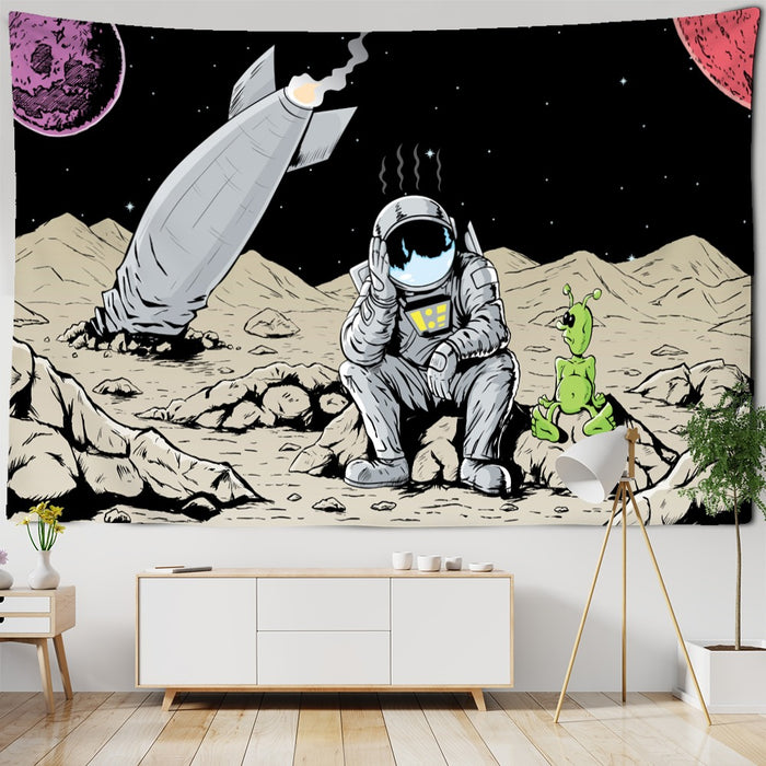 Astronaut And Alien Tapestry Wall Hanging Tapis Cloth