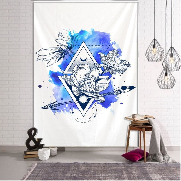 White-Blue Tarot Card Tapestry Wall Hanging Tapis Cloth