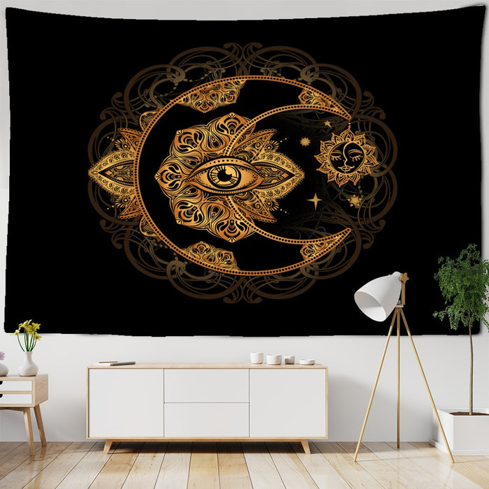 Psychedelic Sun-Moon Eye Tapestry Wall Hanging Tapis Cloth