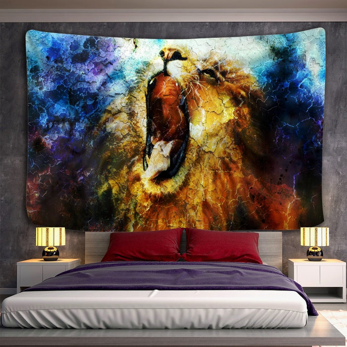 Retro Lion Animal Tapestry Wall Hanging Tapis Cloth