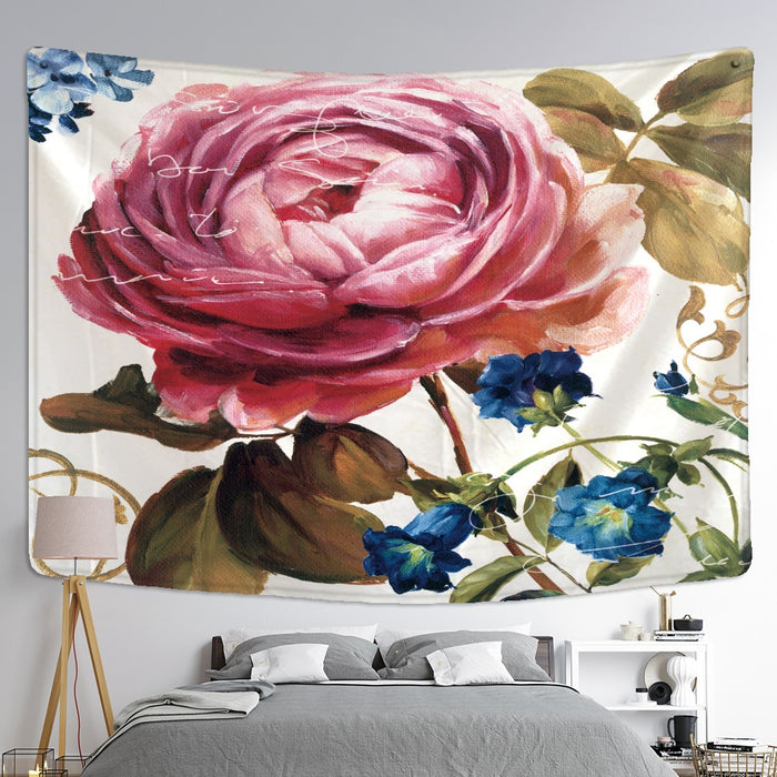 Rose Flower Oil Painting Tapestry Wall Hanging Tapis Cloth