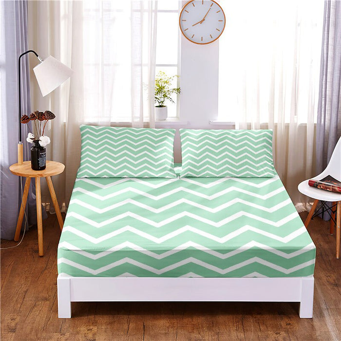Striped Pattern Print Fitted Sheet Bedding Set