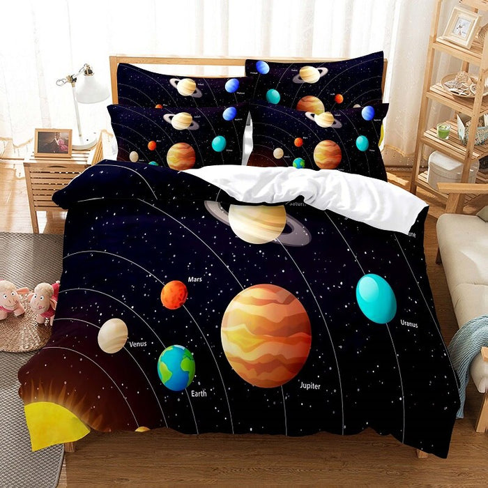 Solar System Printed Duvet Cover Bedding Set