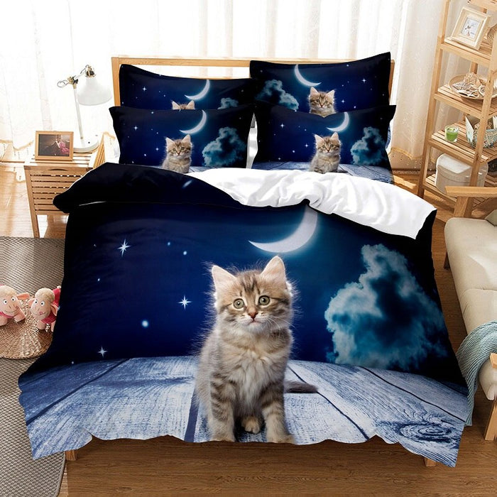 Kitty Printed Duvet Cover Bedding Set