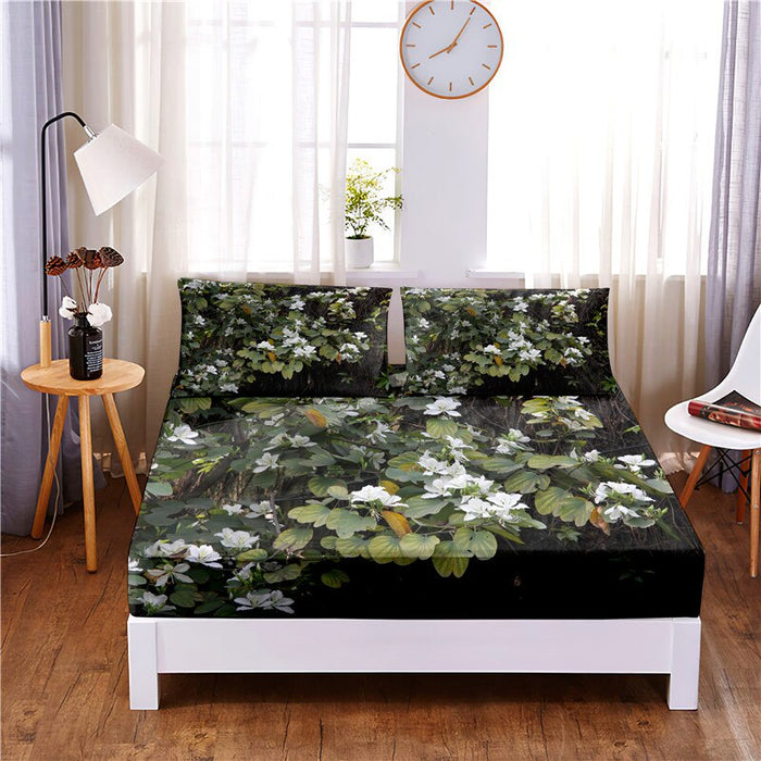 Floral Printed Fitted 3 Piece Sheet Bedding Set