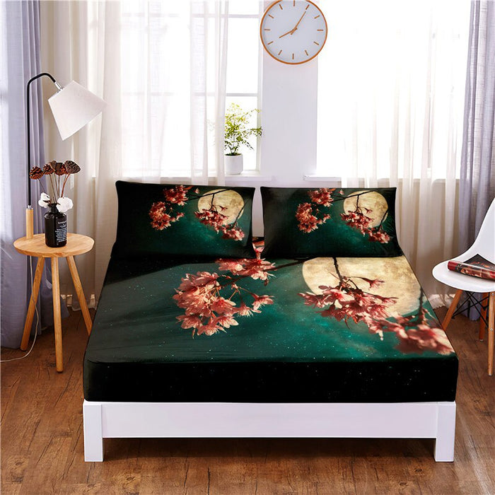 Floral Printed Fitted 3 Piece Sheet Bedding Set