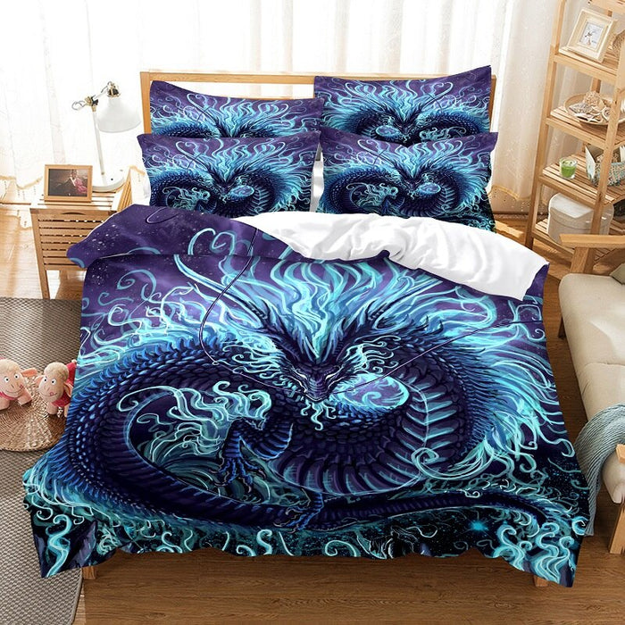 Blue Dragons 3D Printed Duvet Cover Bedding Set