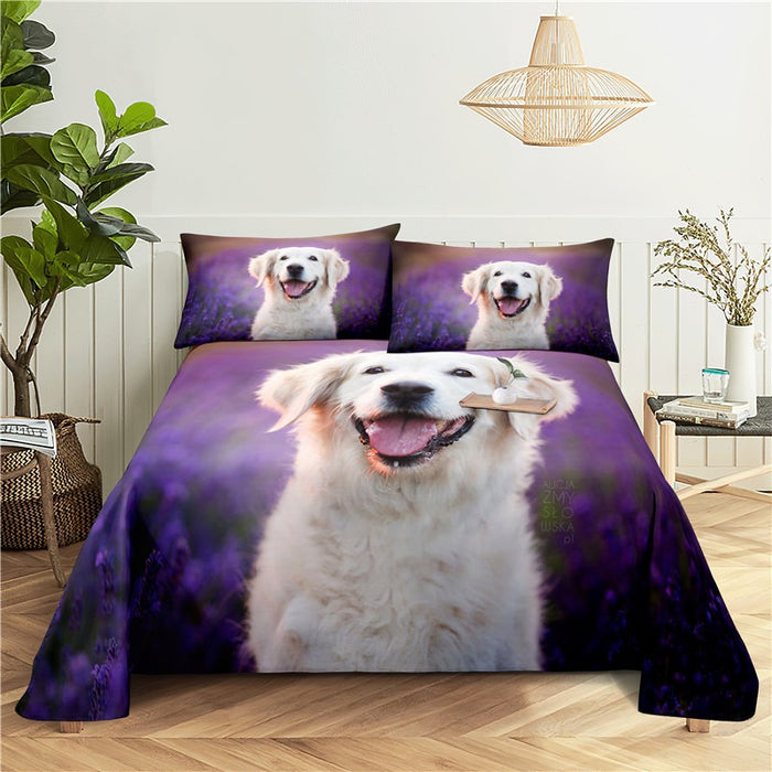 Dogs Digital Printed Polyester Bed Sheet Set