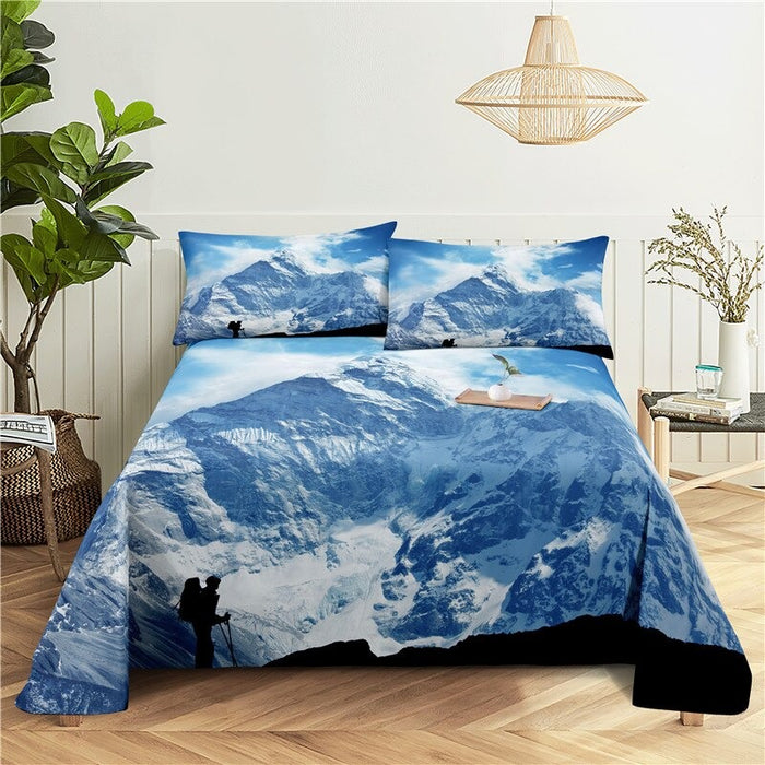 Printed Flowery Scenery View Bedding Set