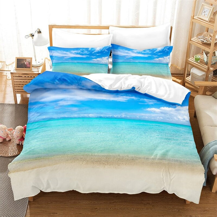 Printed Beach View Bedding Set