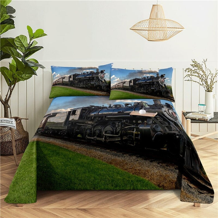 Train Printed Bedding Set