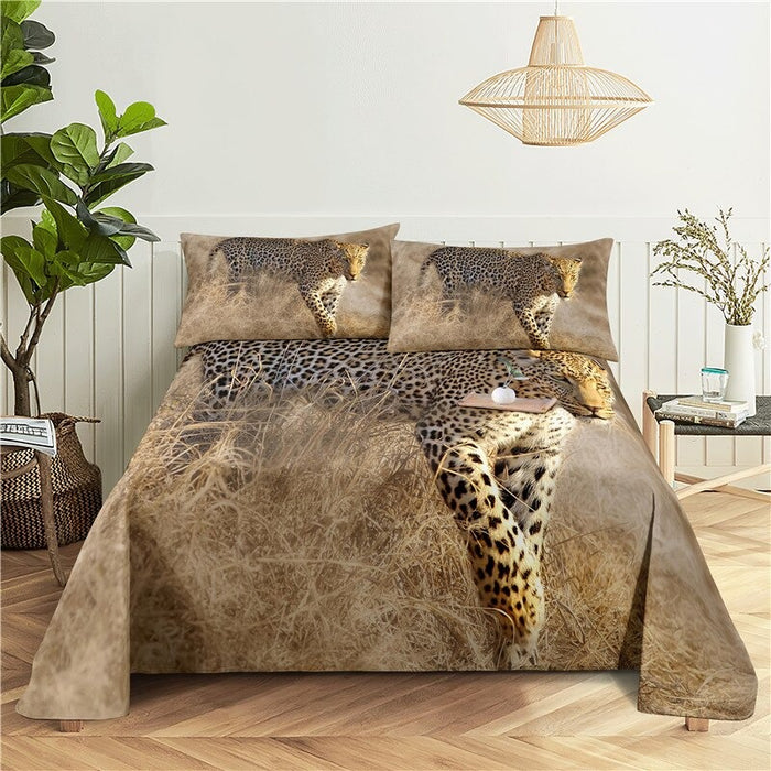 Leopard Print Polyester Bedding Set